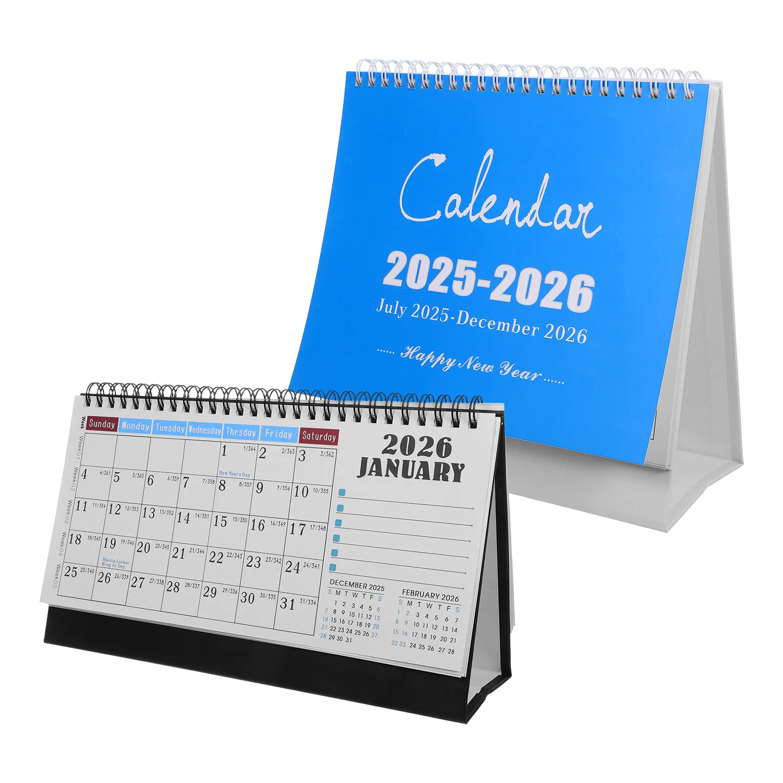 2 Calendriers de bureau compacts 2026, planificateur mensuel et annuel à feuilles mobiles, pour usage quotidien au bureau