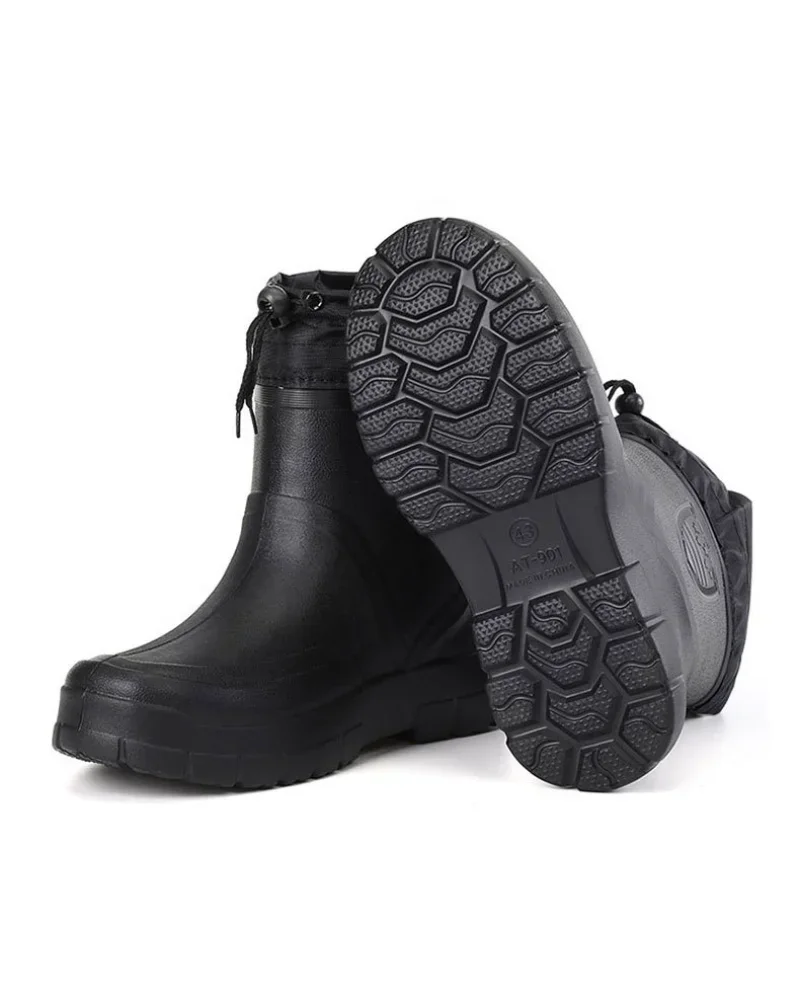 2023 Winter Winddicht Baumwolle Regen Stiefel Männer Warme Licht Ankle Rain Mode Schwarz Slip auf Regen Schuhe Männer Wasserdichte Arbeit Boot