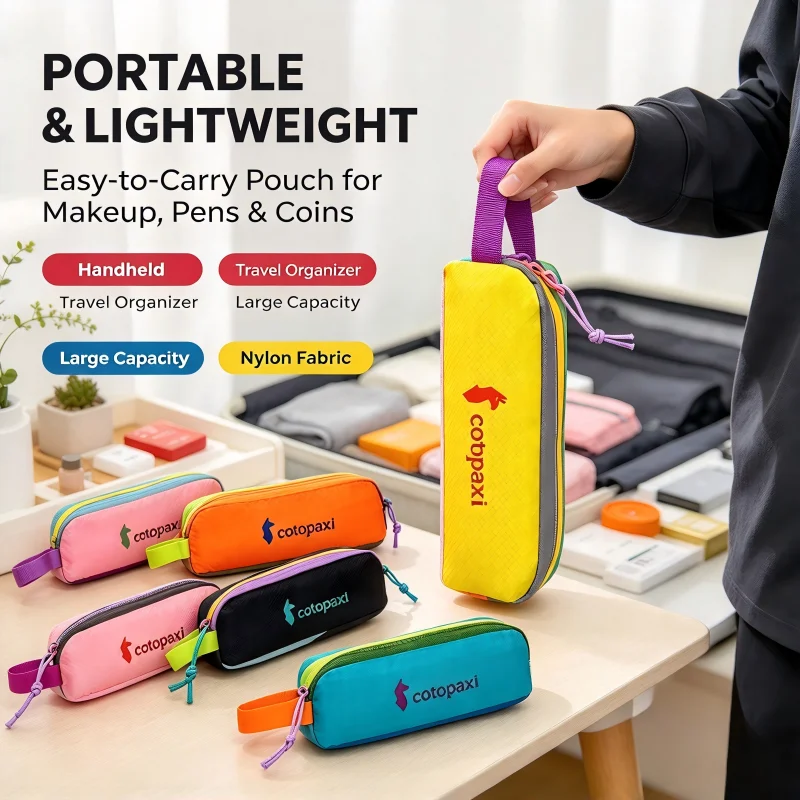 Dopamine-Boosting Large Capacity Portable Nylon Makeup Bag Pen Case Contrast Color Design Travel Coin Purse