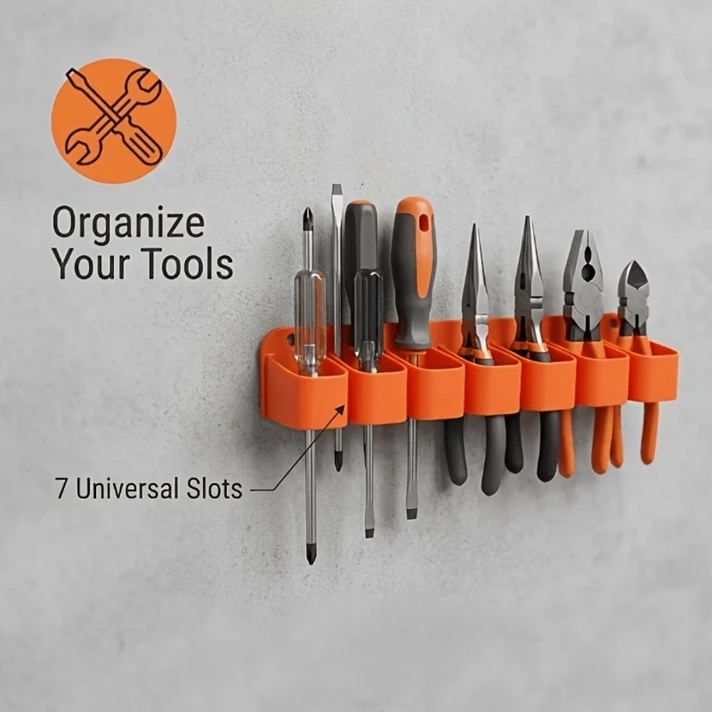 2Pcs Wall‑Mounted Tool Storage Rack, Garage Tool Holder for Screwdrivers Pliers Organizer