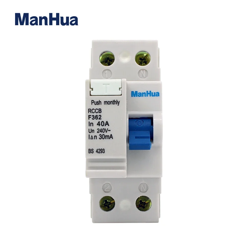 Double Pole F362 25A 40A Electronic RCBO 240VAC 30mA 2P 6KA Residual Current Circuit Breaker Electric Leakage Protection RCD MCB