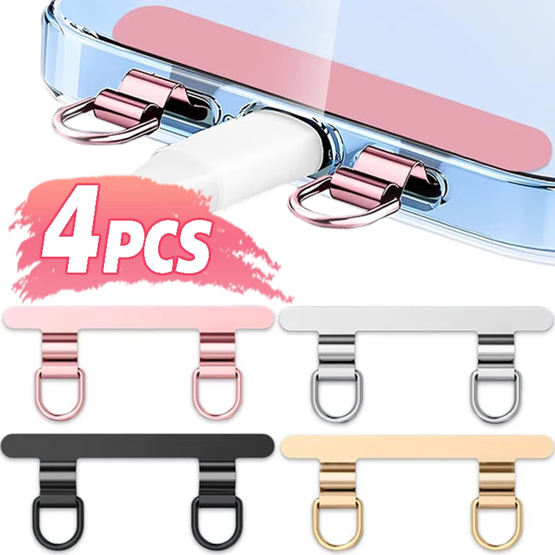 Anti-lost Stainless Steel Metal Phone Lanyard Gasket Patch Phone Rope Card Clip Replacement Strap Hang Cord Tab for IPhone Case