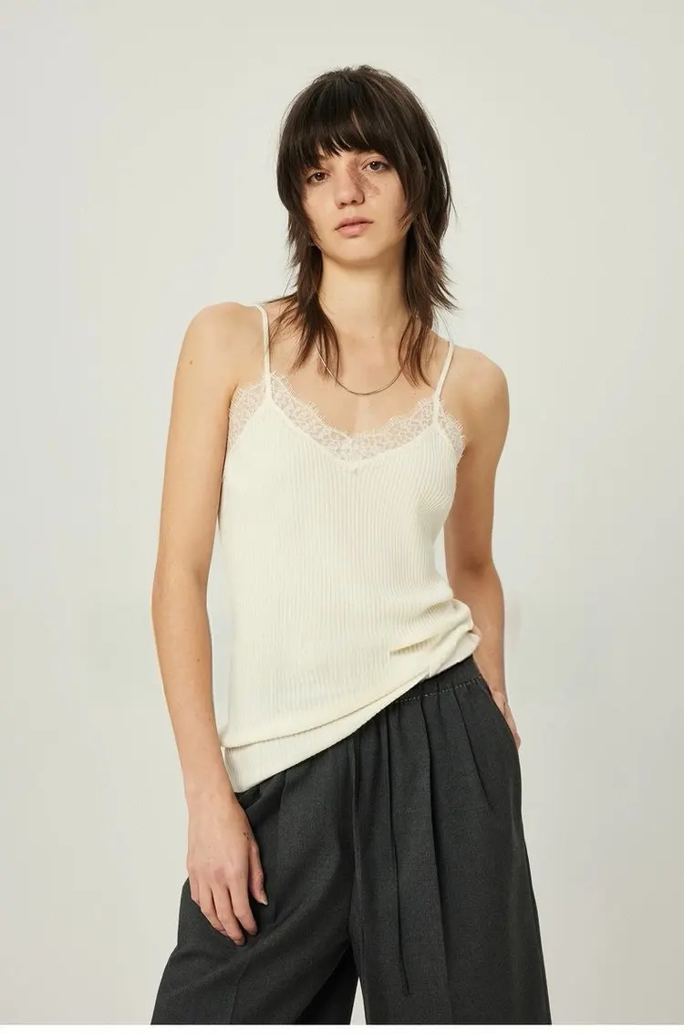 Winsleter-31.6% lã de ovelha elegante colete com alça suspensa, retalhos de renda, camisola de malha feminina para viagem, 2026 primavera novo t5d910cc