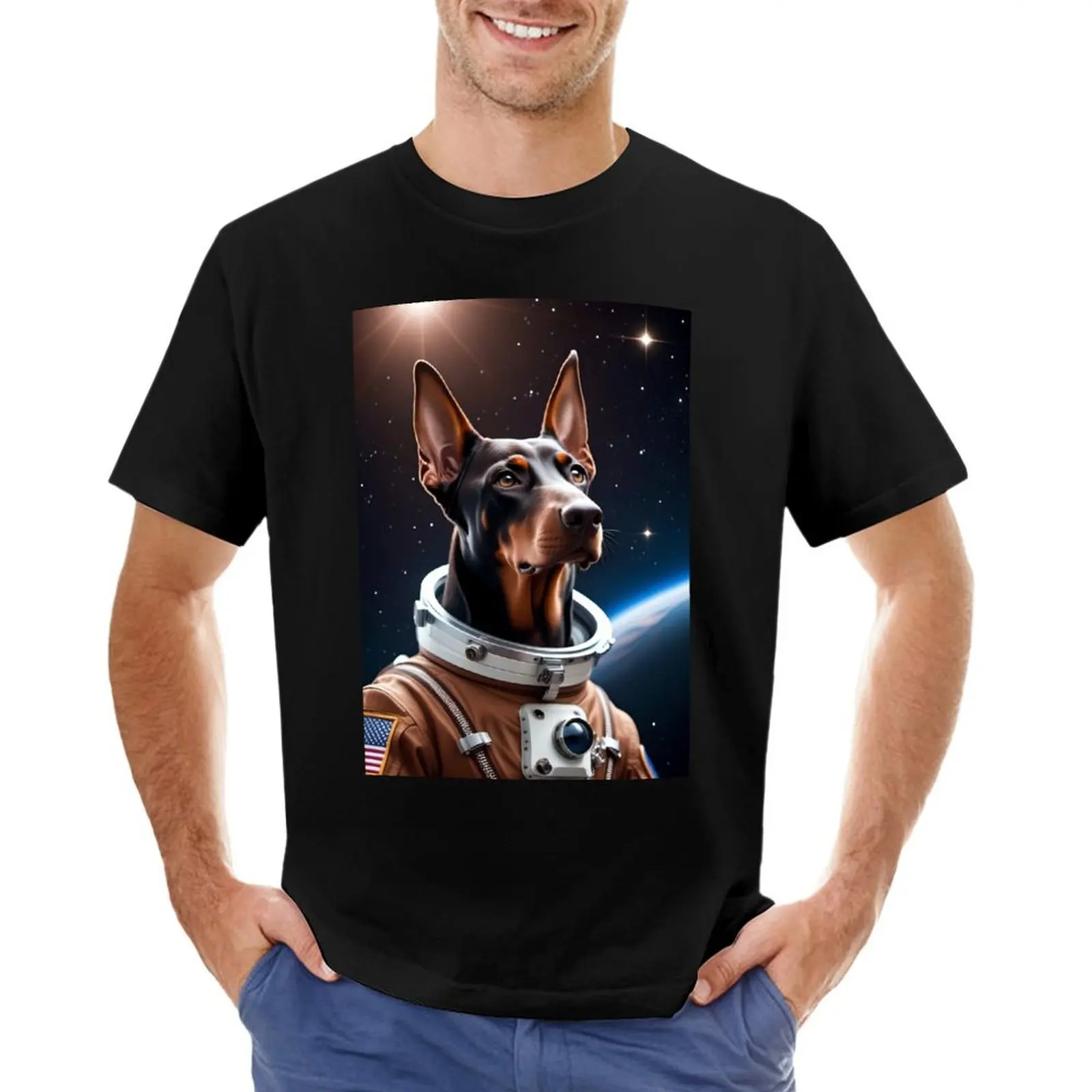 

Астронавт Doberman, коллекция космических животных! Футболка Galaxy BG, топы, большие размеры, топы, эстетическая одежда, мужская одежда