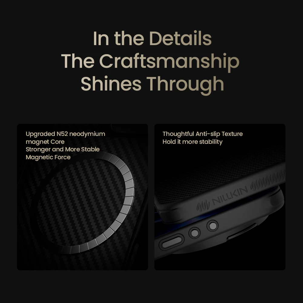 NILLKIN Etui z włókna aramidowego Magsafe z przezroczystą ochroną obiektywu i magnetyczną funkcją ładowania do Xiaomi 17 Ultra / Mi 17 Ultra — zdjęcie produktu 4