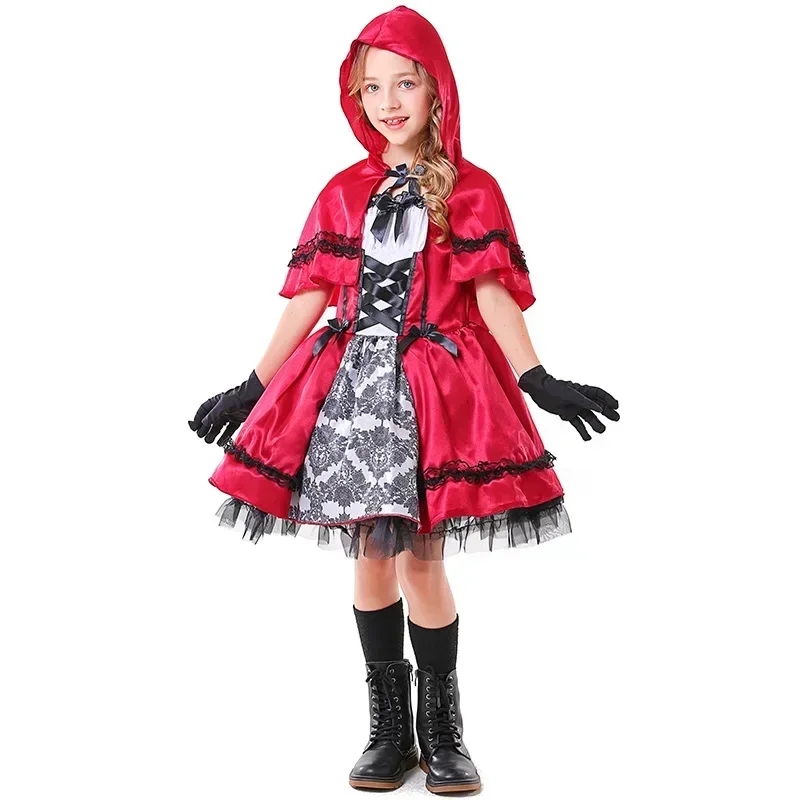 Children Little Red Riding Hood Cosplay Costume Fairy Tale Stage Costume