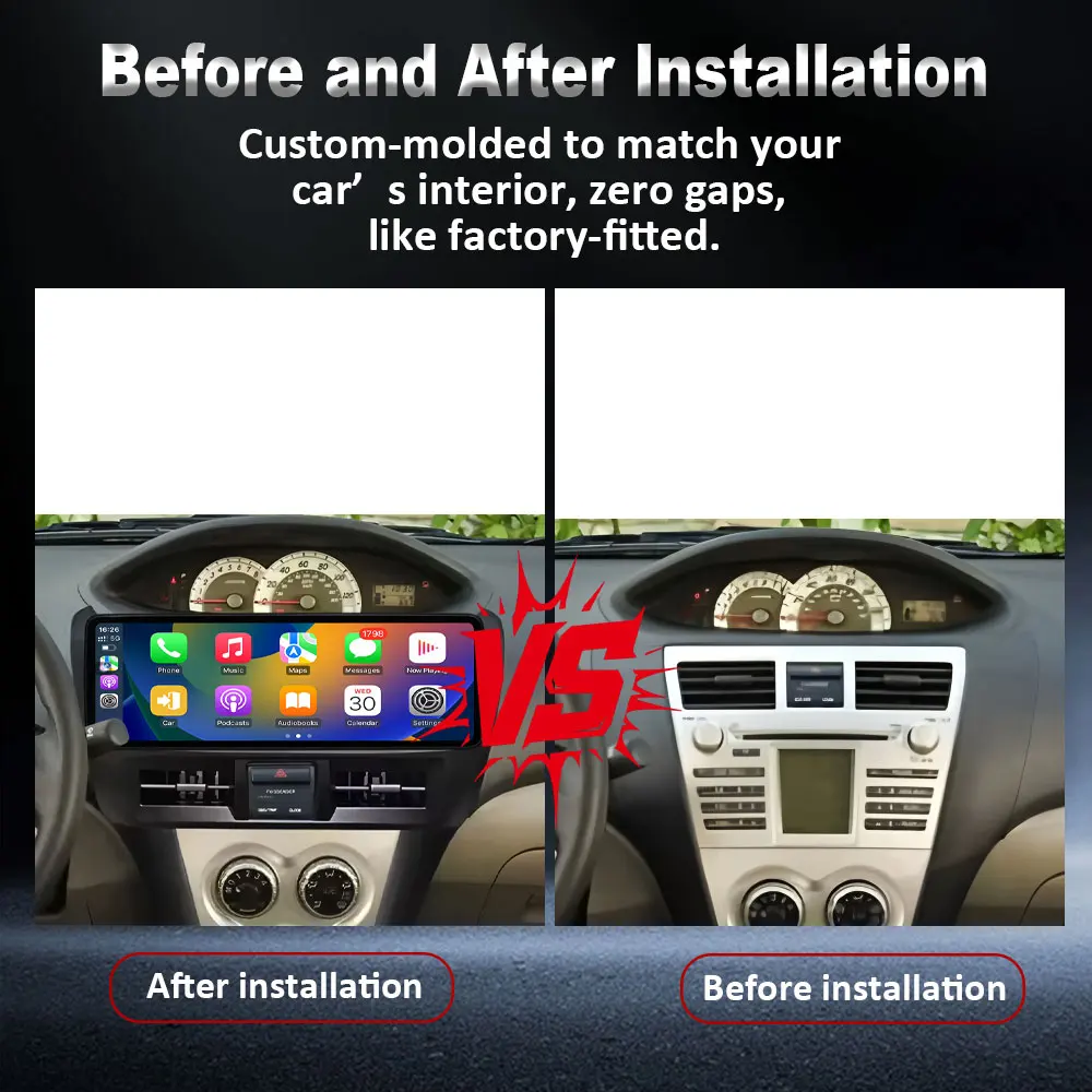 Plug and Play Android 16 for Toyota Yaris Vios 2005 - 2011 Car Radio Audio Wireless CarPlay GPS BT WiFi 4G Multimedia Player 2K