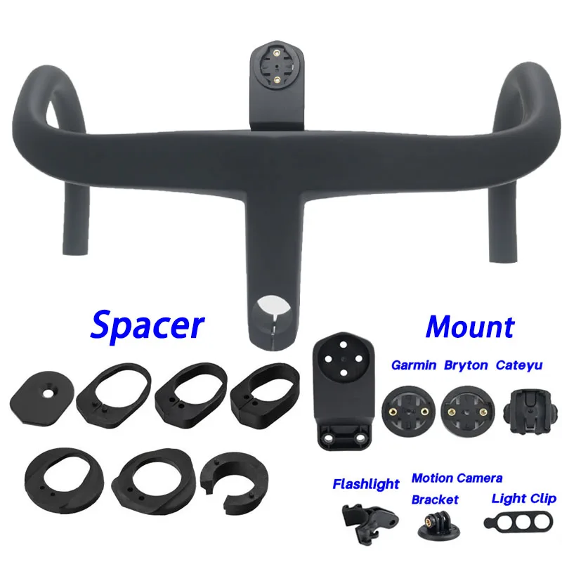 

carbon handlebar Road Handlebar Integrated Carbon bike Handlebar 28.6mm Fork with Spacers computer stand