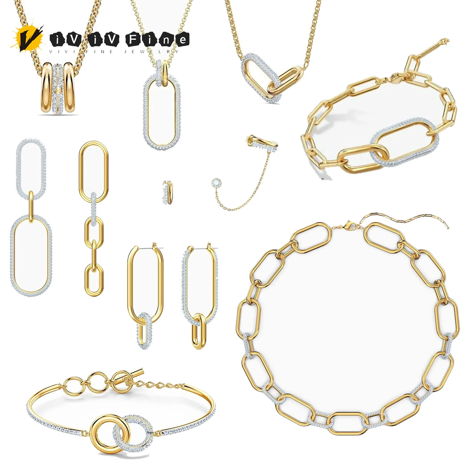 

Оригинальная серия цепочек с тонкими кристаллами, женский комплект ювелирных изделий, модное ожерелье из нержавеющей стали, серьги, браслет, аксессуары для вечеринок