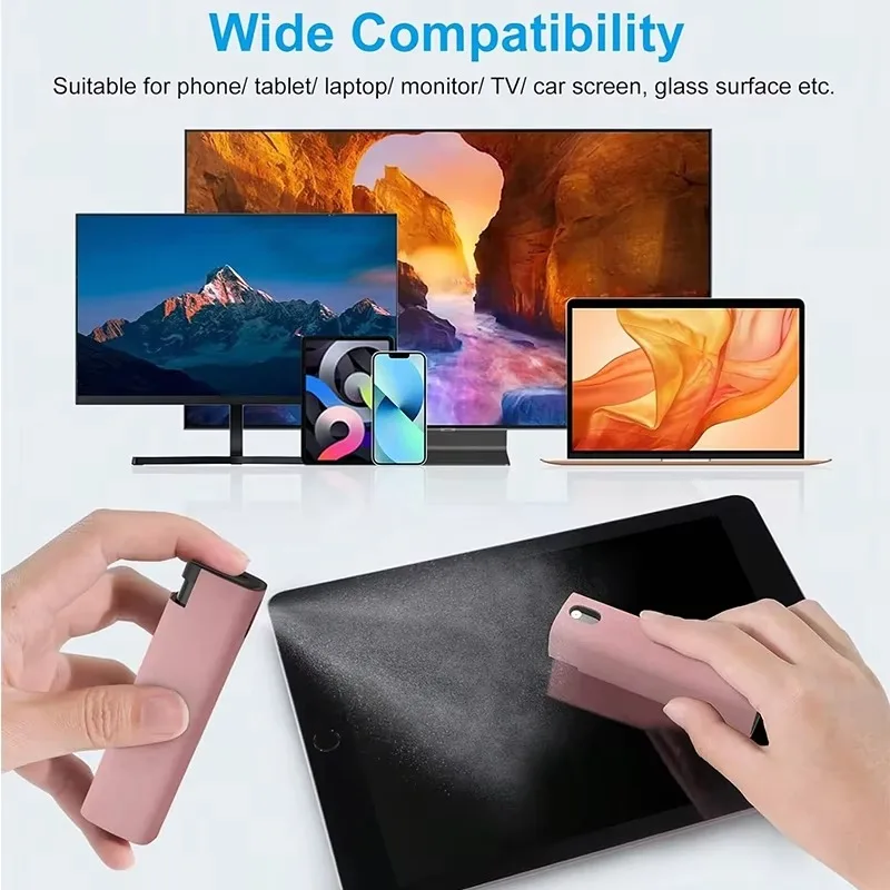 2 In 1 Screen Cleaner Spray Dust Remover Tool Mobile Phone Tablet Computer Microfiber Cloth Cleaning Wipes For iPhone Samsung Mi
