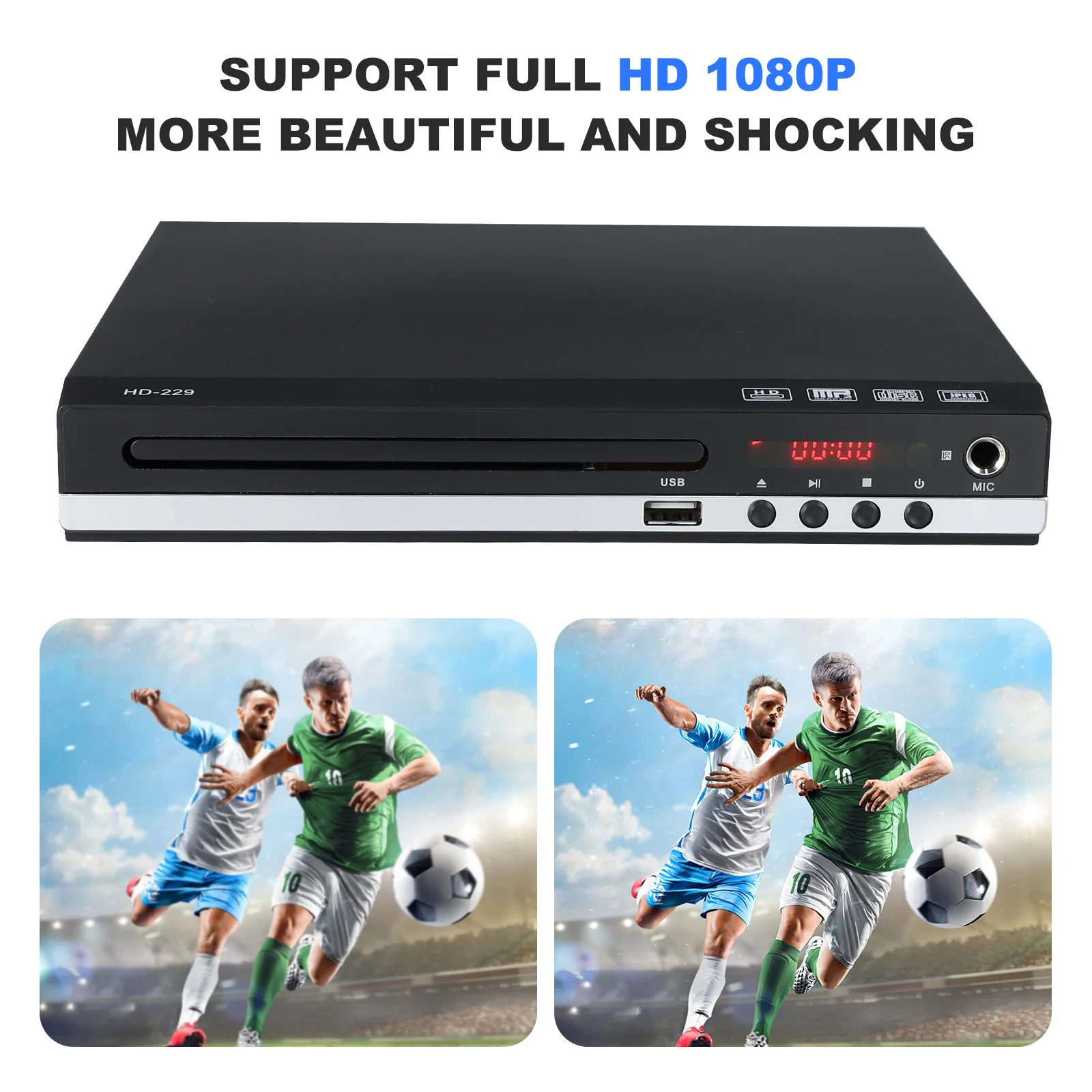 Player Multi Format Support Dvd Vcd Portable Compact Design Easy Operation Remote Control Included for Home