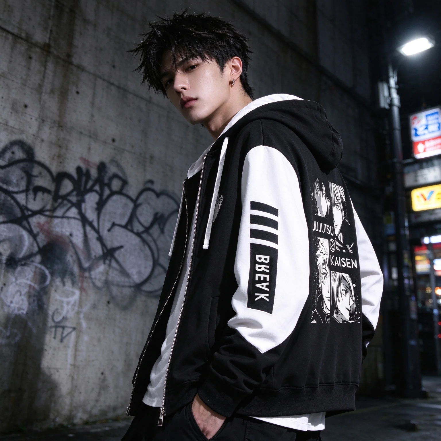 2026 Spell Battle Gojo Satoshi Anime Peripheral Hooded Zipper Cardigan Sweatshirt Trendy Cool Autumn Jacket Family Wear
