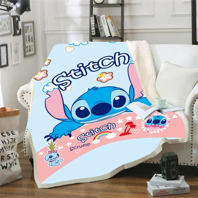 3D Print Disney Plush Throw Lilo & Stitch Fleece Blanket Bedspread Sherpa Blanket Couch Quilt Cover Travel Girl Bedding Gifts