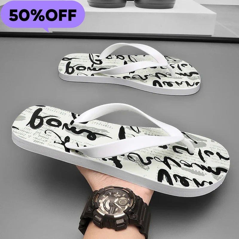 

Модные мужские шлепанцы с нескользящей мягкой подошвой, универсальные пляжные сандалии в стиле китайской живописи