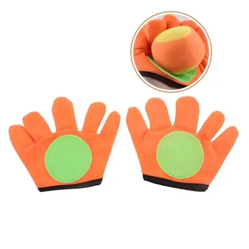 2 pçs luva otário crianças jogo brinquedos ao ar livre adereços jogo pegajoso com 1 bola pegajosa jogar e pegar crianças diversão brinquedo esportivo