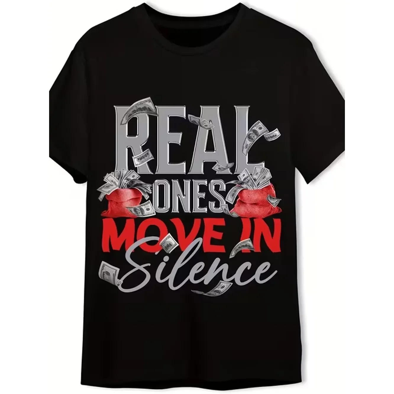Mens Tee Currency Design And Motivational Style Summer Mens Trendy Short Sleeve Relaxed Fit Text Print Soft Breathable Material Everyday Wear