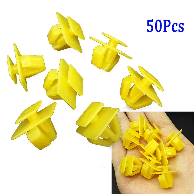 Plastic Yellow Bumper Fender Retainer Fasteners Clips Push Trim Set Kit Rocker Molding For Hyundai 87758-35000 Santa