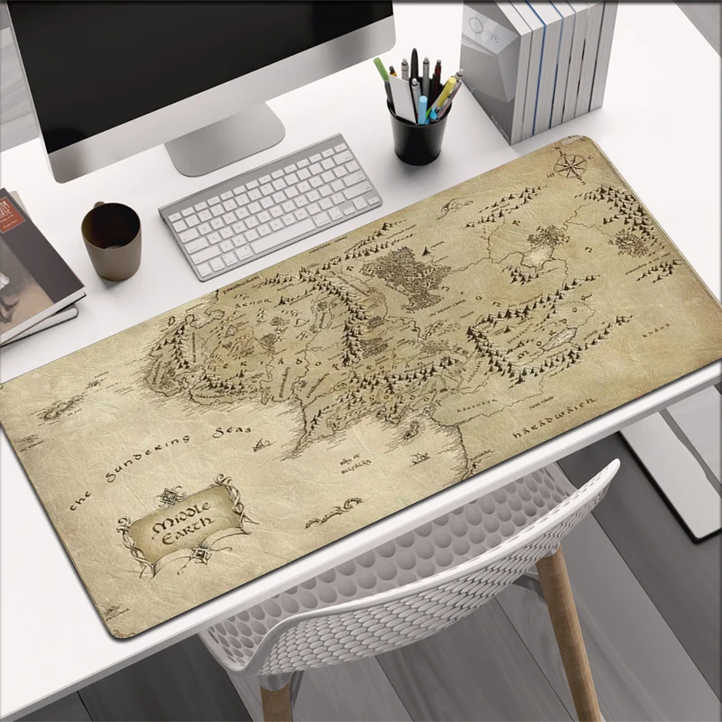 Middle Earth Mouse Pad L-Lords of Rings Computer Desk Mat Gamer Keyboard Mat Stitched Edge Mousepad Cabinet Pc Table Mouse Mats