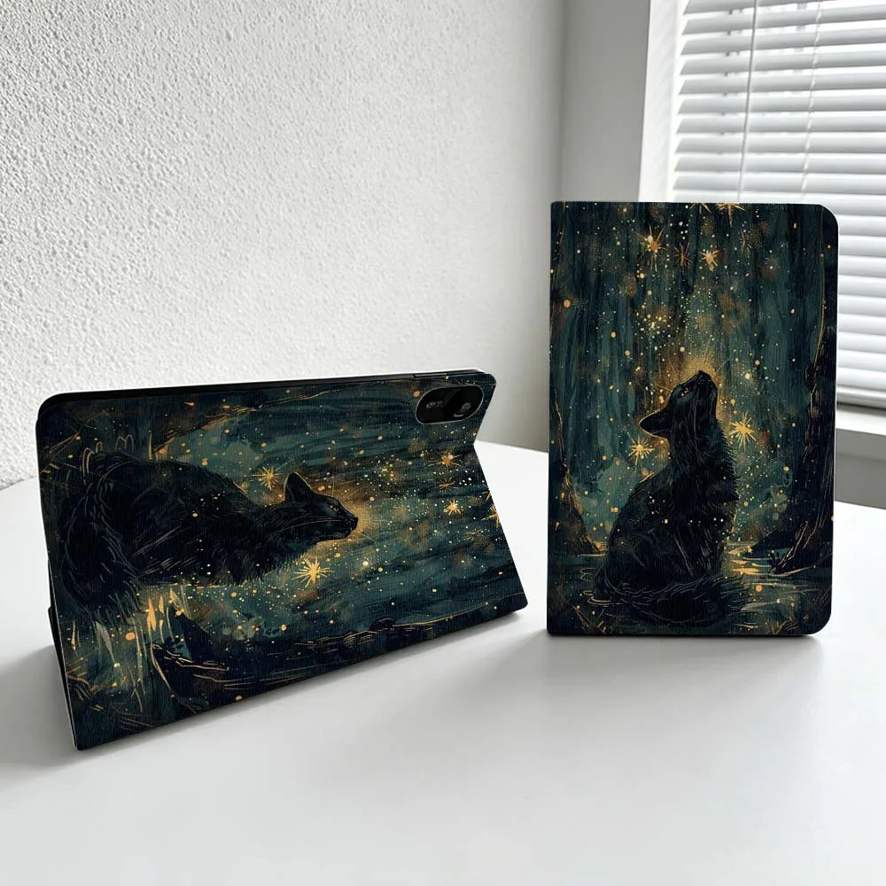 Minimalist Black Cat Design Cover For Xiaomi Redmi Mi Pad 8 7 6 5 4 2 SE K Pro Max Ultra Poco Pad Soft Inch Tablet Case