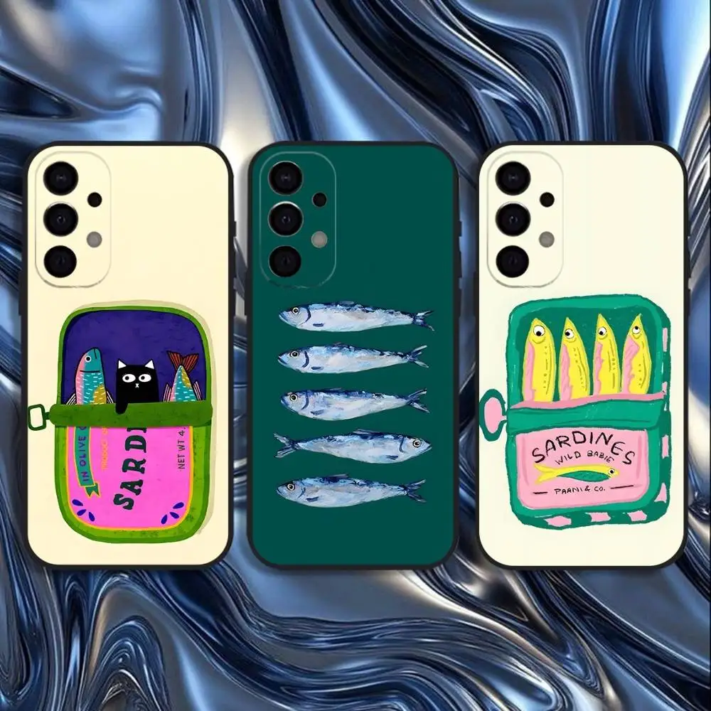 

Fish Funny Sardines Phone Case For Samsung S25,S24,S21,S22,S23,S30,Ultra,S20,Plus,Fe,Lite,5G Black Cover