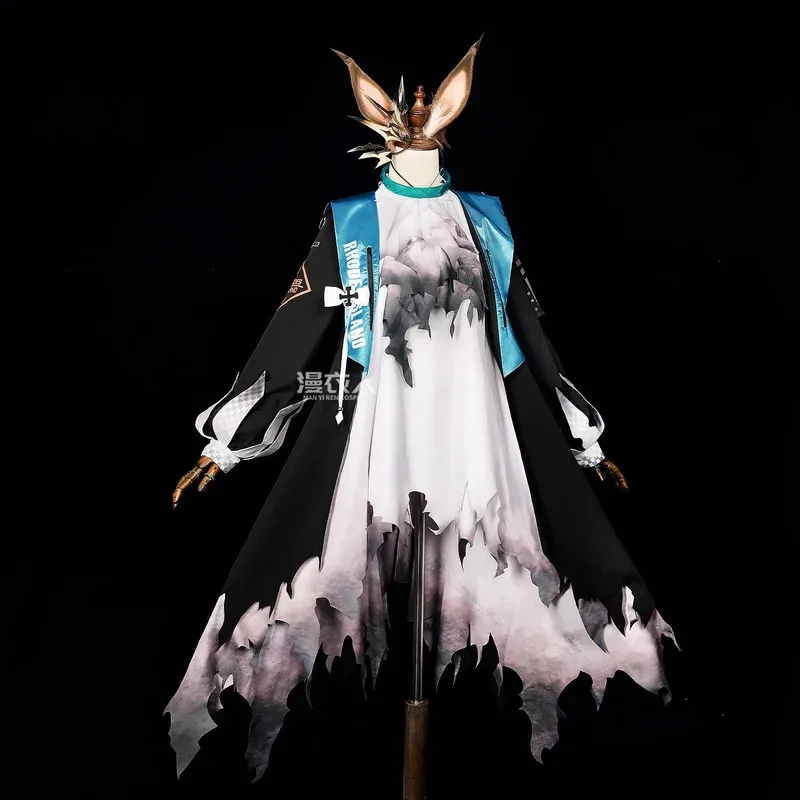 DY2025Game Arknights Amiya 코스프레 의상 가발 Amiya 드레스 여성 남성 할로윈 파티 카니발 의상 신발 갈색 머리 액세서리