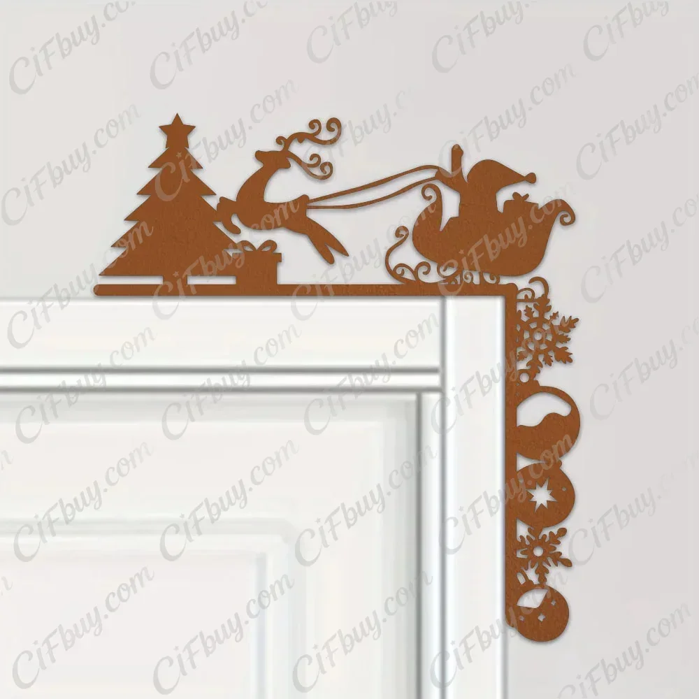 CIFBUY Christmas Metal Sleigh Wall Art Iron Hanging Decor Festive Home Ornament Accent