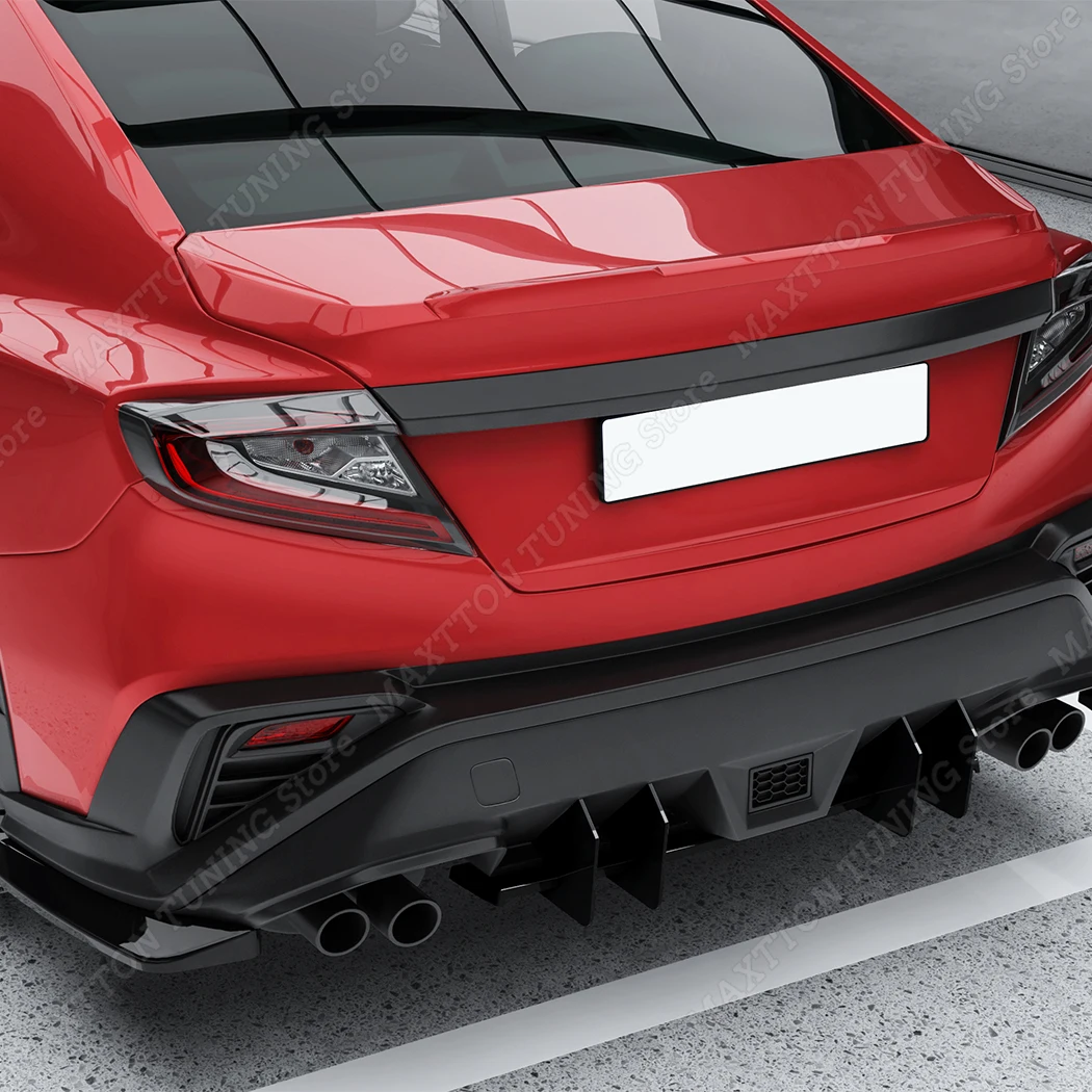 4 Fins Car Rear Bumper Diffuser For Subaru WRX STI Rear Splitters Spoiler Lip Bodykits Tuning ABS Gloss Black 2022 2023 2024