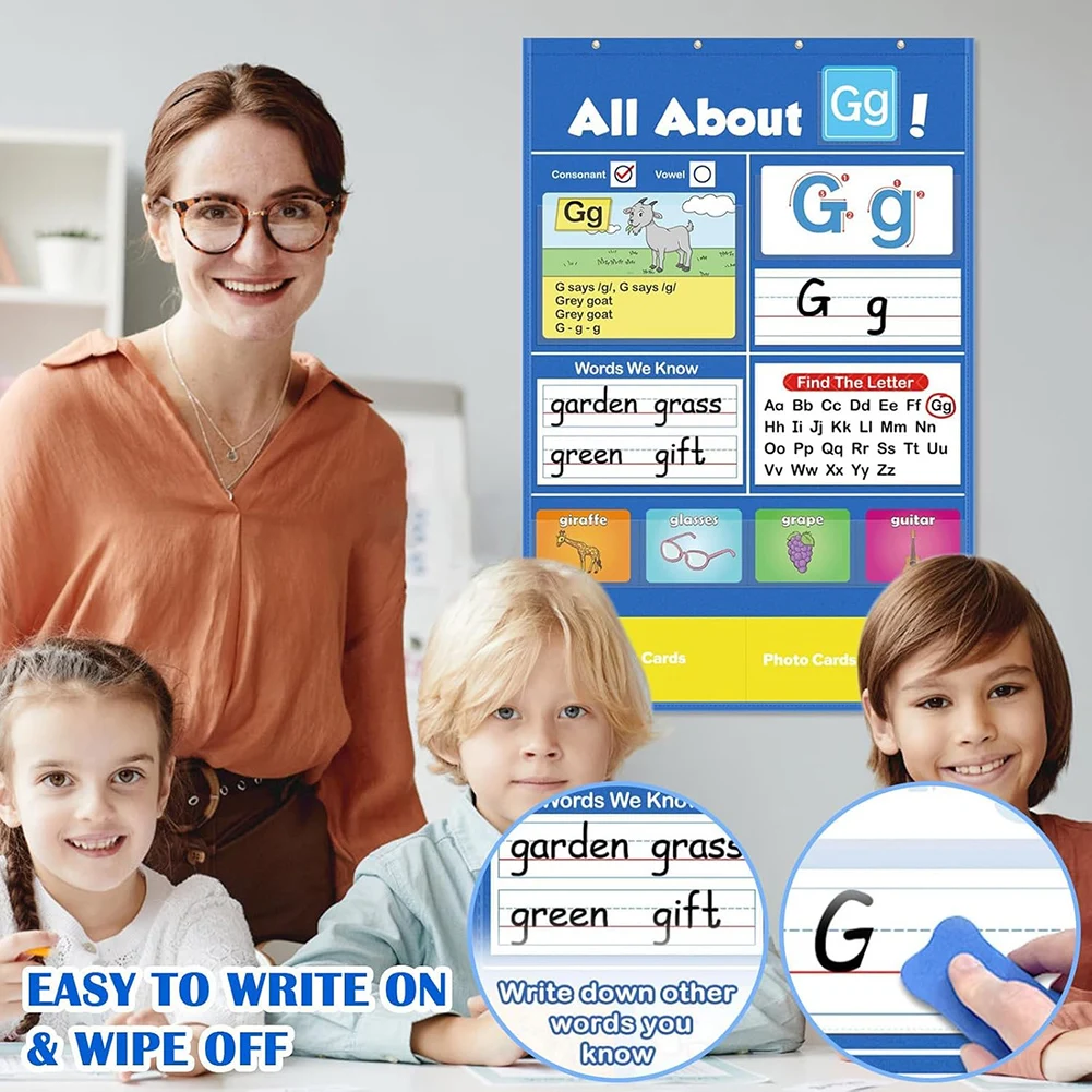 Alphabets Learning Pocket Chart Letter Recognition Tool Letter Tracing Supports Early Literacy /Interactive Aid