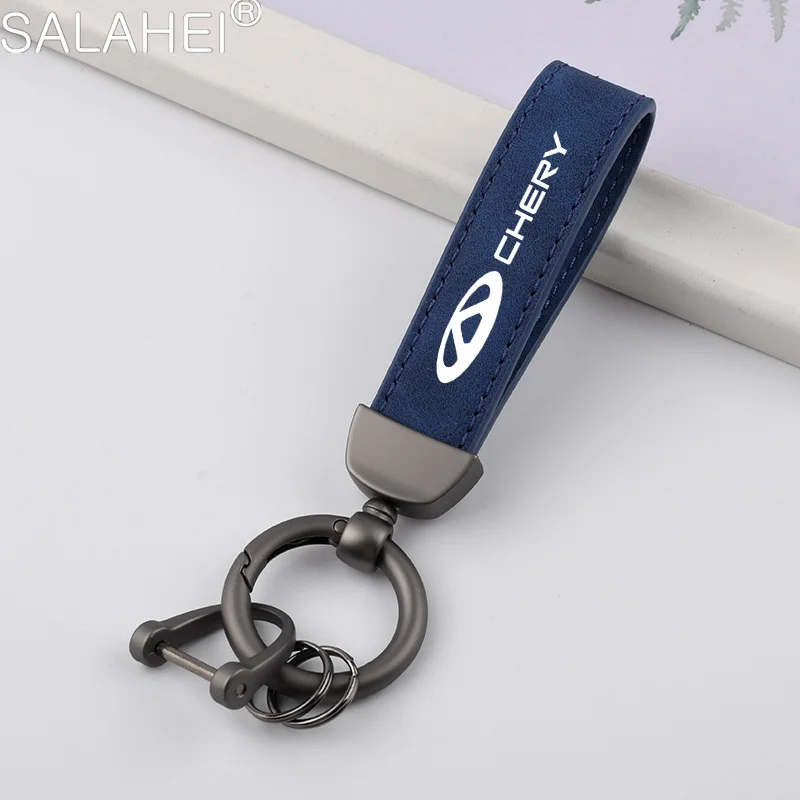 Suede Car Keychain Ring Vintage Leather Zinc Alloy Key Chain For Chery Tiggo 5 2 3 7 PRO 8 5X IQ QQ Fulwin Face Arrizo A1 A3 A5