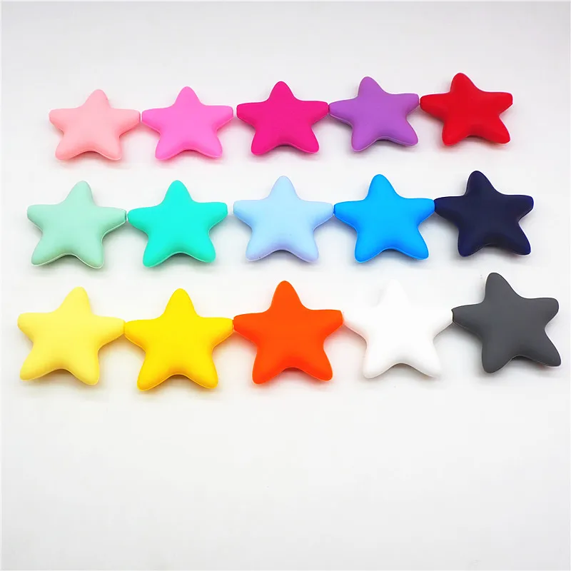 Chenkai 50PCS Star Silicone Focal Beads For Beadable Pen Silicone Charms for Pen Keychain Making DIY Silicone Characters