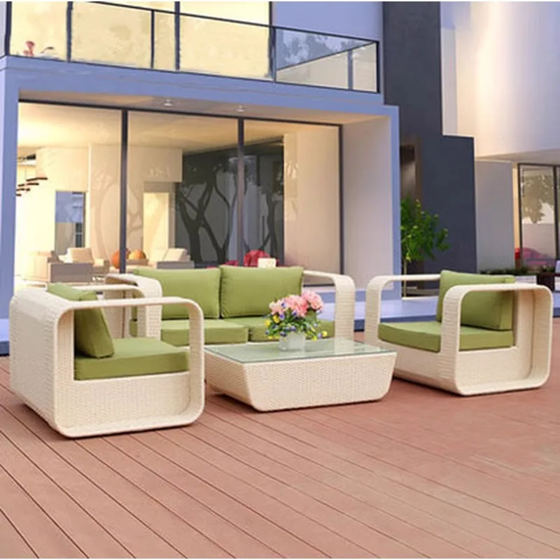 Outdoor sofa rattan balcony living room hotel engineering rattan chair sofa courtyard balcony rattan art single sofa combination