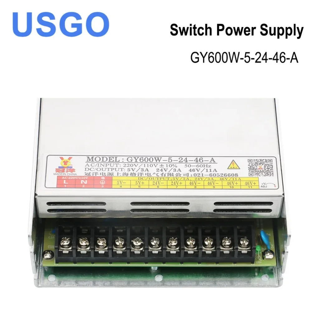 Guanyang Switch Power Supply GY600W-5-24-46 Output DC5V 3A 24V 3A 46V 11ACNC Laser Engraving Cutting Machine GY600W-5-24-46-A