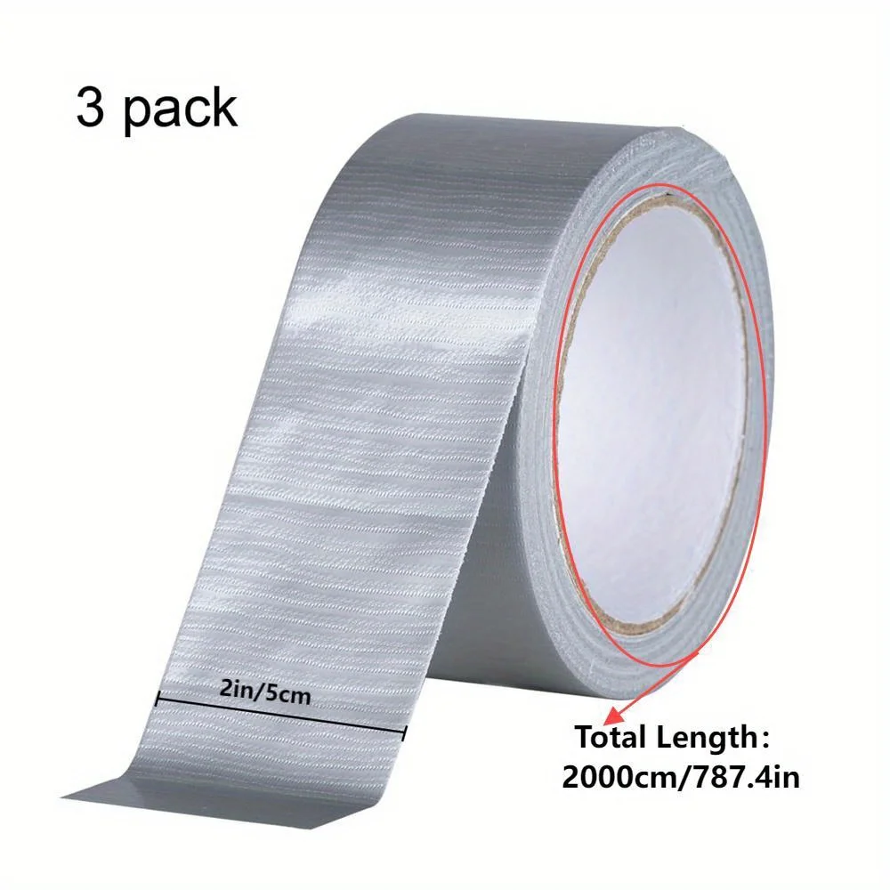3pcs/pack Heavy Duty Waterproof Silver Duct Tape Strong Adhesive for Indoor Outdoor Repairs Bulk Pack Durable Tape by Ha