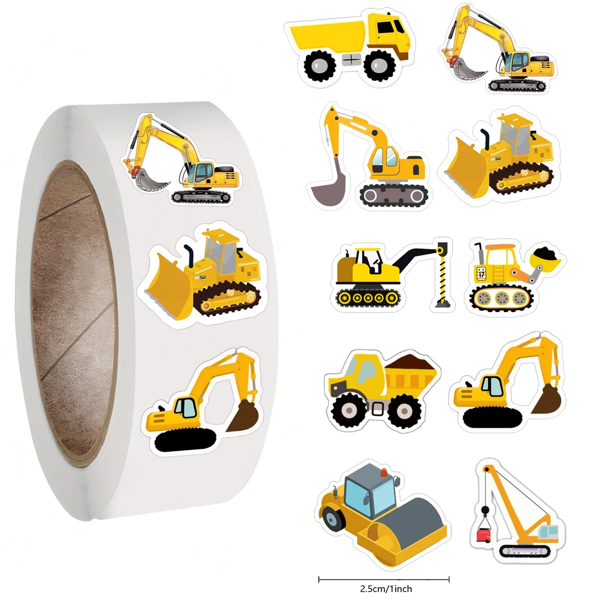 500PCS Construction Vehicle Stickers for Kids Cute  Excavator Truck Fire Truck Tractor Stickers Rewards and encouragement tags