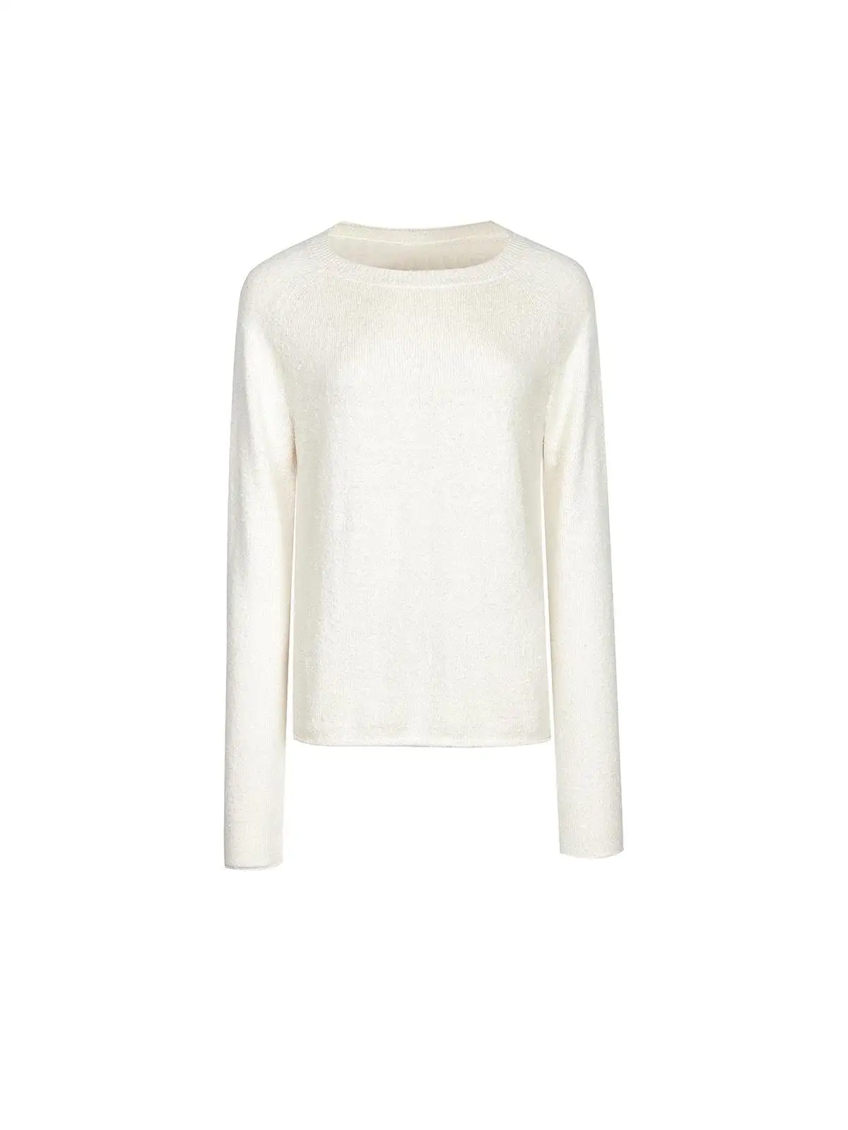 

Theease Comfortable Silk Knitted Shirt Brushed Texture Casual Versatile Women's round Neck T-Shirt Soft Long Sleeve Breathable