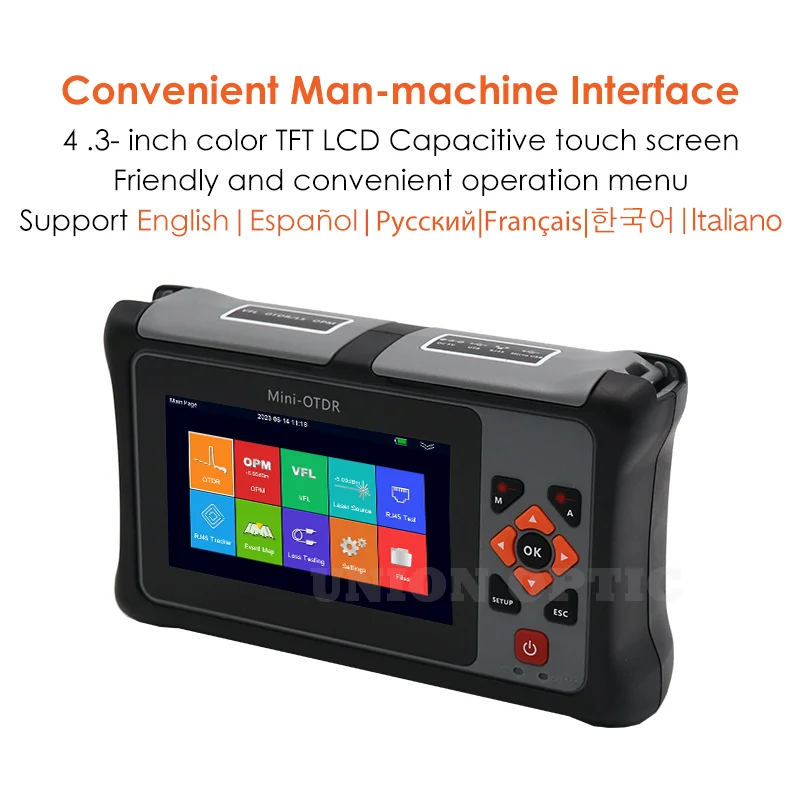 2023 NEW Mini OTDR Active Live Test Fiber Optic Reflectometer 26/24dB Touch Screen VFL OLS OPM Event Map Ethernet Cable Tester