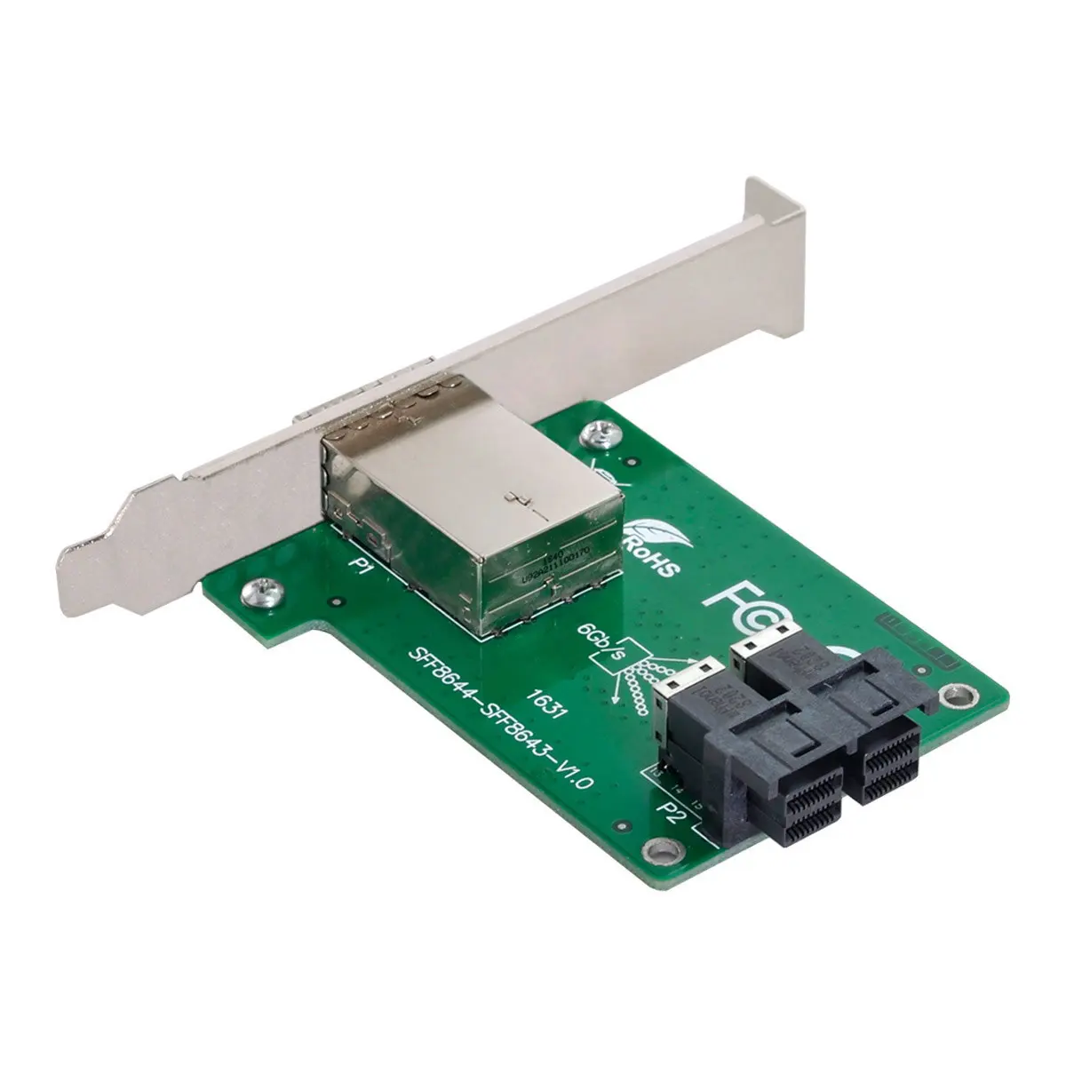 CYSM SFF-8644 to SFF-8643 2Ports Mini SAS SFF-8644 to Internal SAS HD SFF-8643 PCBA Female Adapter With Low Profile Bracket