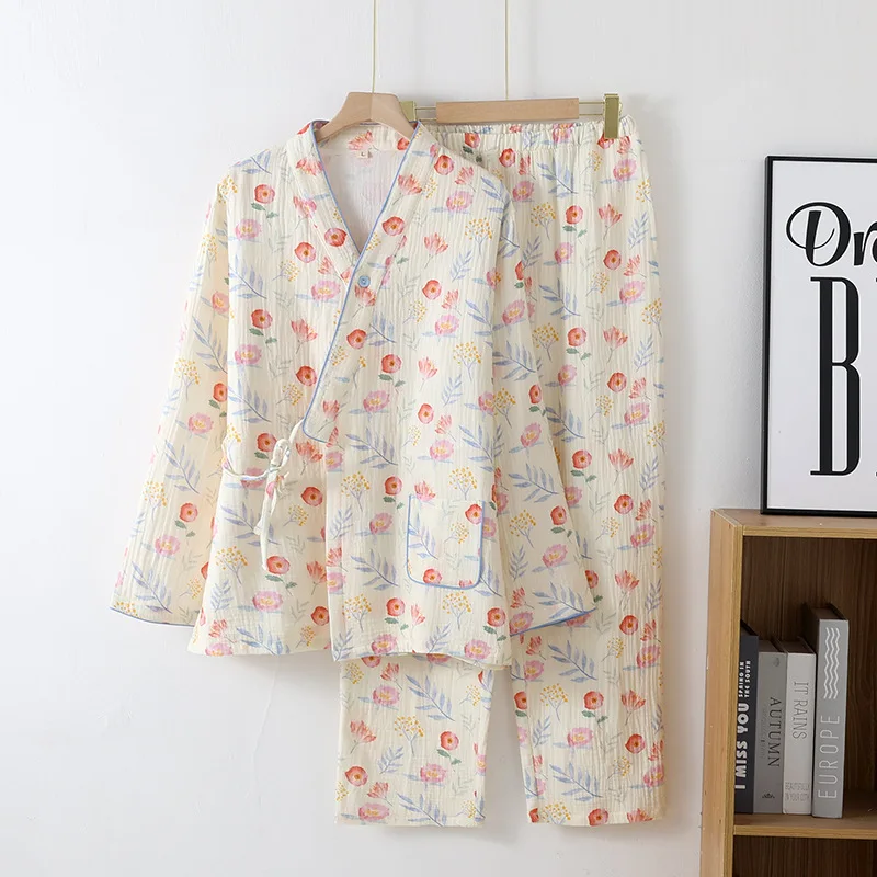 Pure Cotton Maternity Pajamas Nightie For Pregnant Women Spring Autumn New Long Sleeve Feeding Nightie Sleepwear