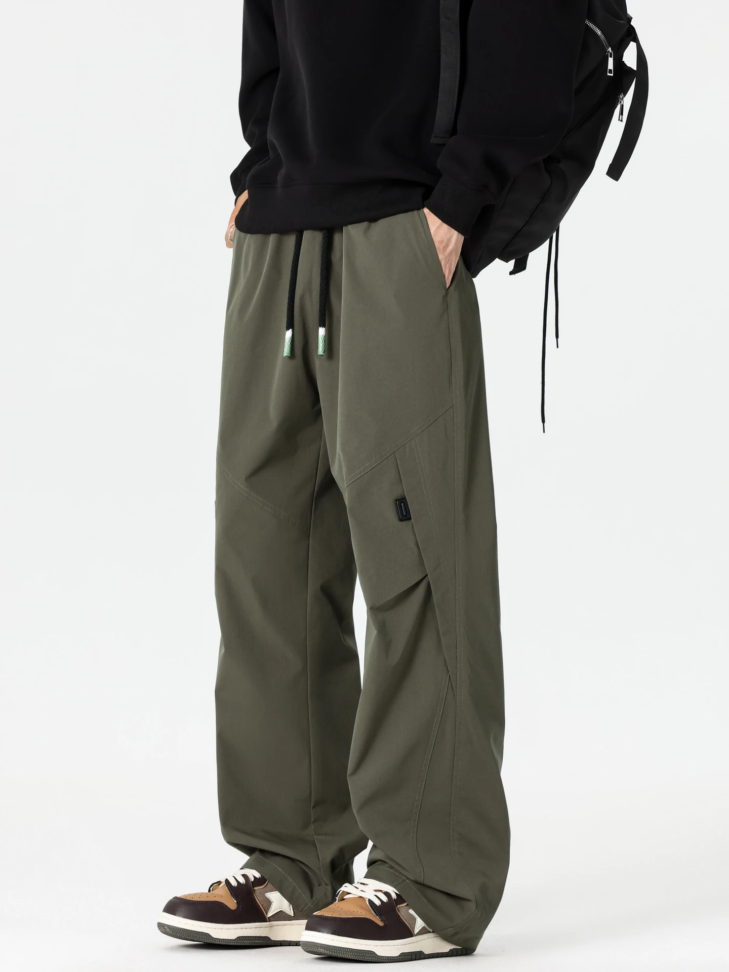 Retro Functional Spor Trousers for Men And Women Spring Loose Wide Leg Long Pants Casual Straight Leg Pants Youth Wear
