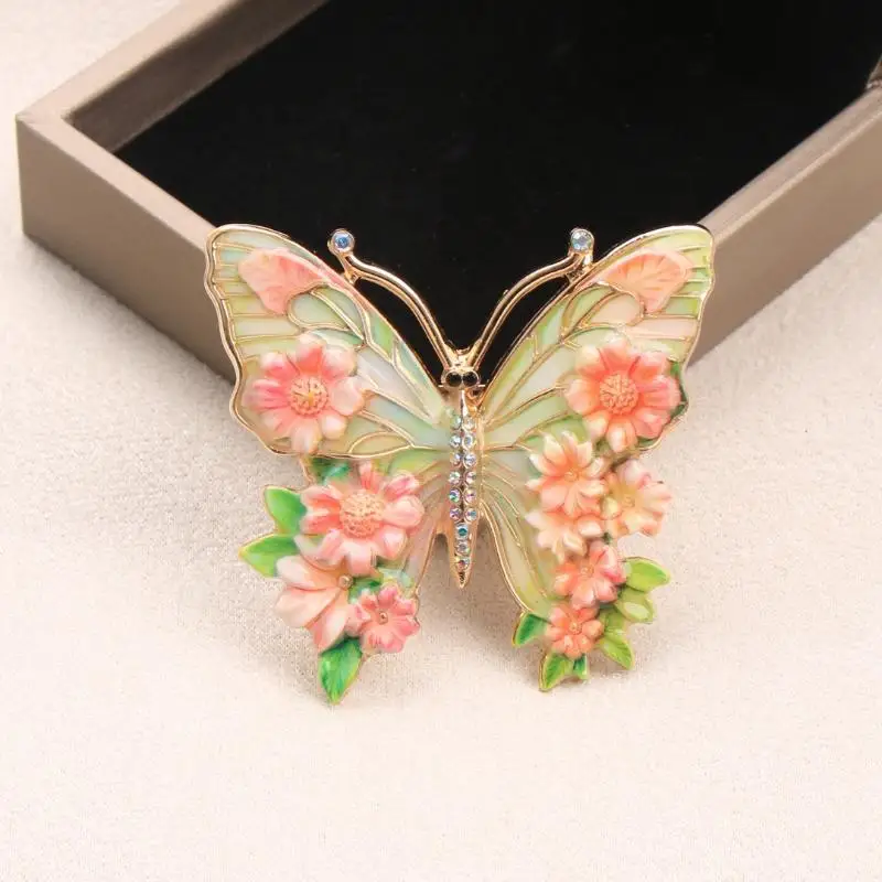 1Pcs Colorful Beautiful Insects Brooch Vintage Big Flower Butterfly Brooches For Women's Clothes Pins Gifts