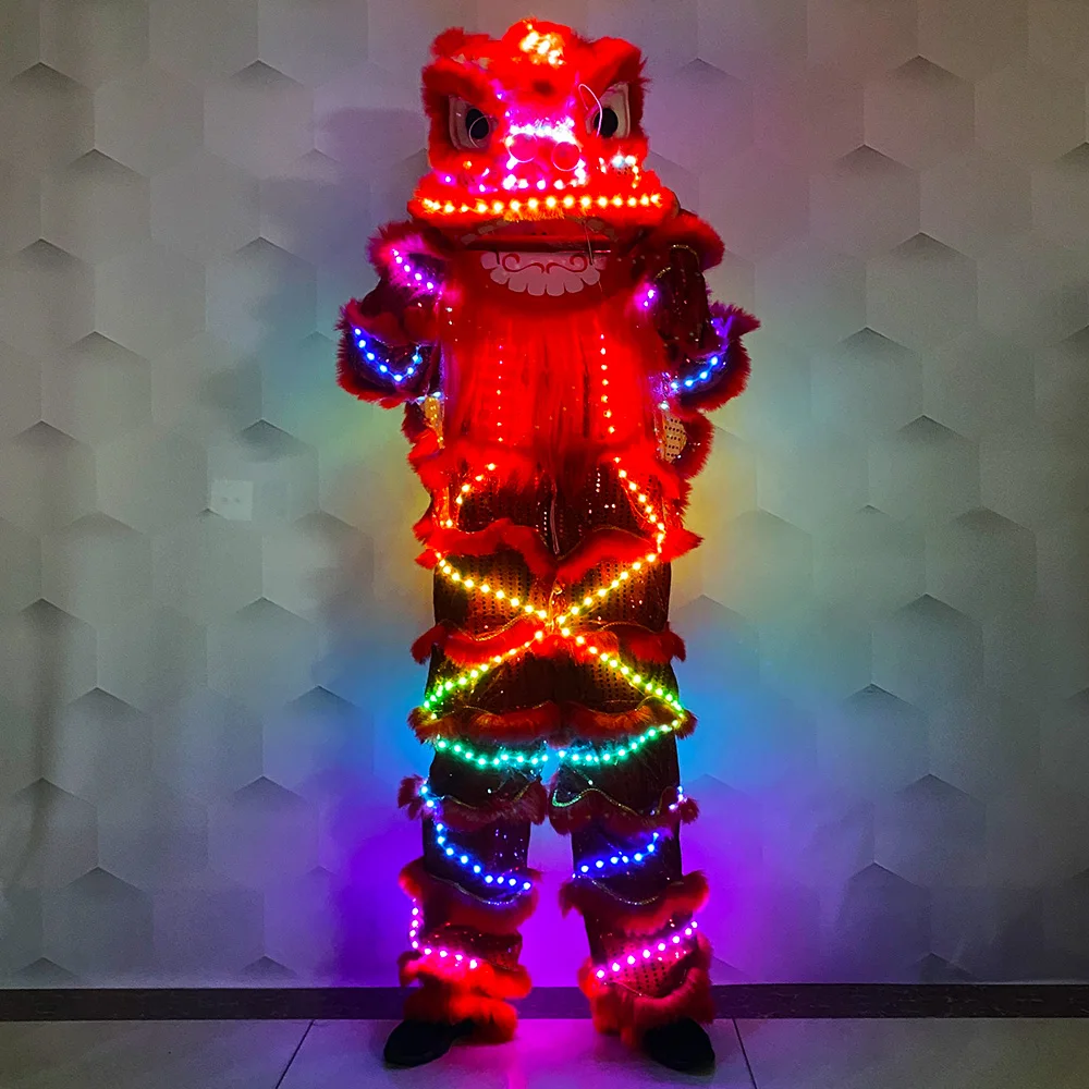 LED single lion adult glow-in-the-dark lion dance props bar light lion dance Chinese Spring Festival lion dance party supplies