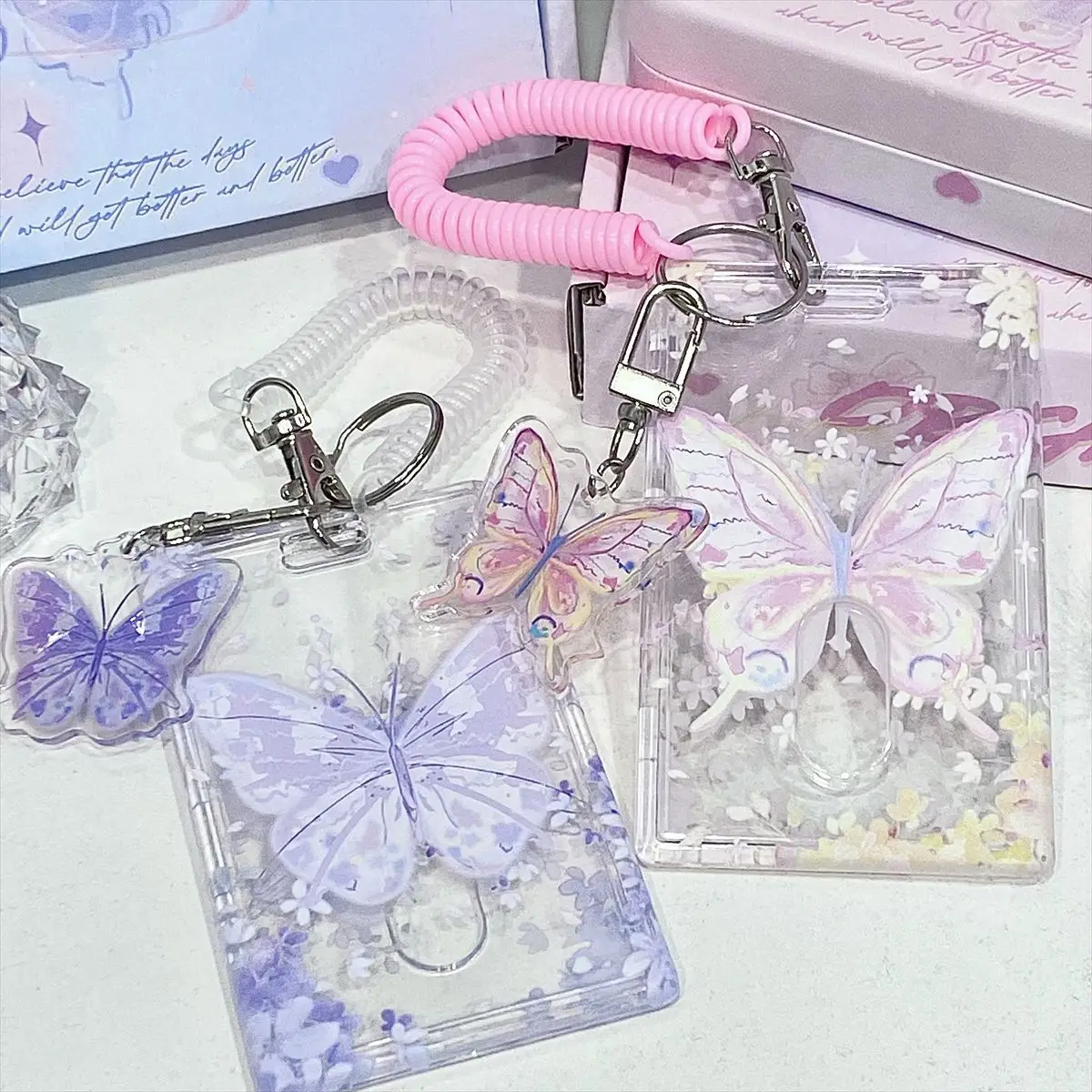 Schmetterlings-Ausweishalter aus Acryl, Fotokartenhalter für Kpop