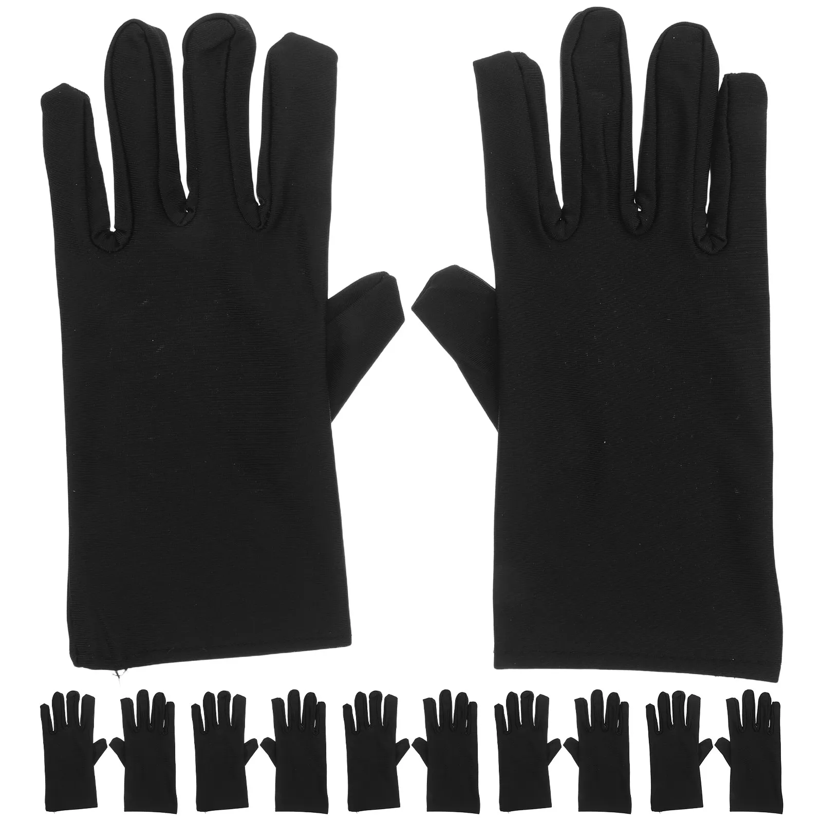 6Pairs Cotton Jewelry Gloves Thin Black Cloth Soft Breathable Protective Gloves for Handling Cleaning Polishing Coins Watches