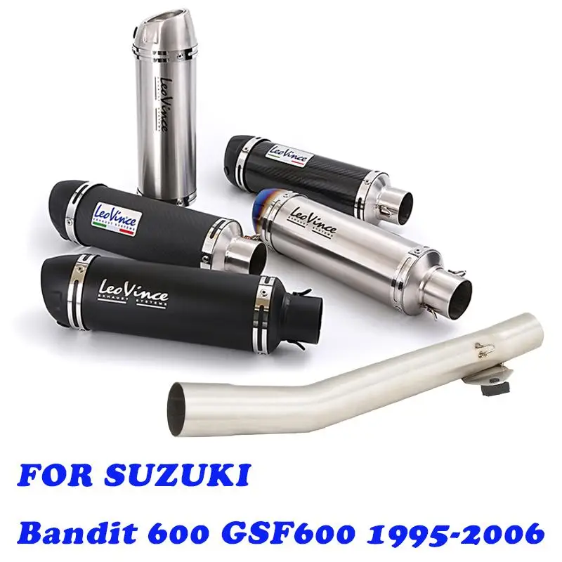 51mm Muffler Slip On For SUZUKI GSF600 Bandit 600 1995-2006 Motorcycle Exhaust Pipe Mid Link Tube 350MM Escape With DB Killer