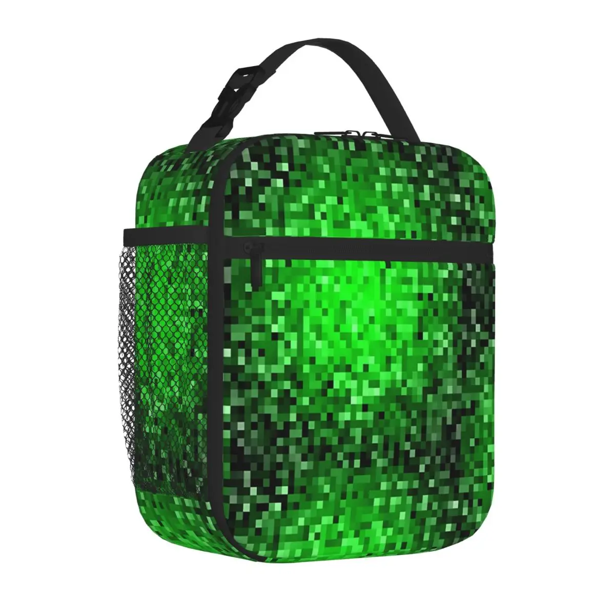 Bestselling Pixel Static Green Graphic Camping Lunch Bag Overnight Trip Lunch Bag