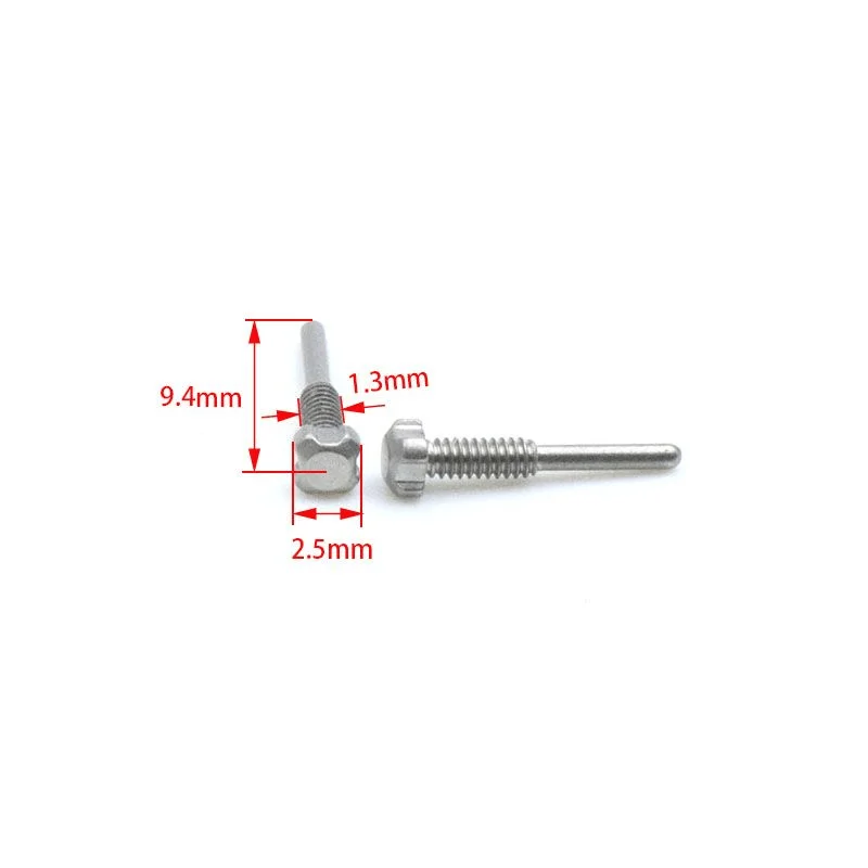 Parafusos mecânicos para cabeça de relógio, parafusos mecânicos, Material metálico, 4 núcleos, Richard m1.4 Pitch, Pitch 2.5*9.5mm, Silver Tools