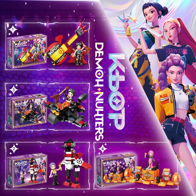 Blocs de construction KPop Demon Hunters Huntrix, ensemble de modèles de figurines d'action Mila Zoe Lumi, jouets de collection pour fans et collectionneurs pour adultes