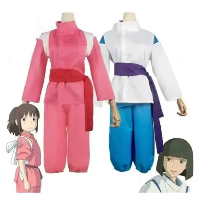 

Adult Anime Spirited Cosplay Suit wig Away Pink Kimono Takino Chihiro Show Kamikakushi Halloween Party Costumes for Women male