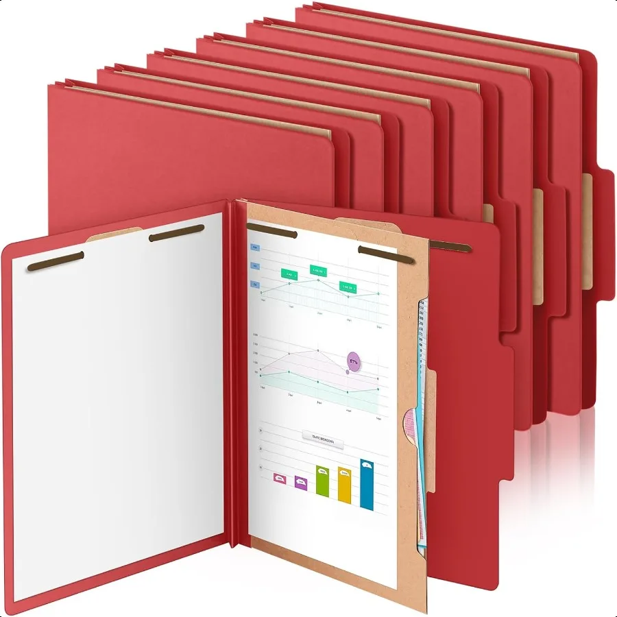 

12 Pcs Classification Folders 1 Divider 2 Inch Expansions Heavy Duty 2 Prongs Fastener Prboard Classification File Folder for E