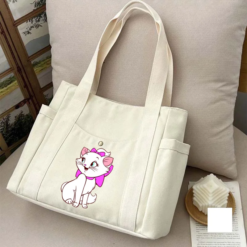 Cartoon Disney Marie Women's Shoulder Bag Casual Large Capacity Ladies  Shopping Travel Shoulder Handbag Kawaii Female Bags 2024